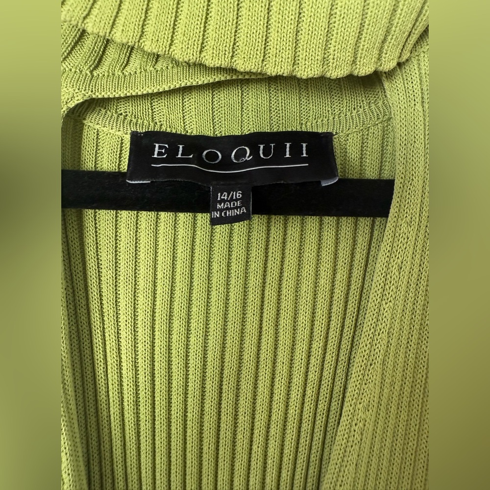 ELOQUII Green Ribbed Keyhole Front Sleeveless Turtle Neck Maxi Dress - Picture 5 of 8